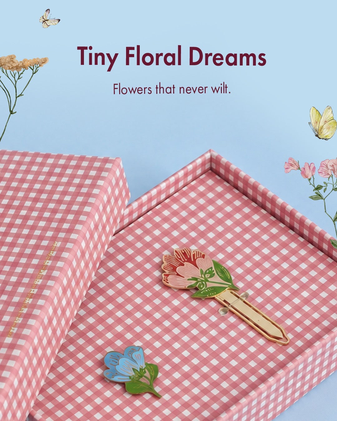 Floral Enamel Pin & Bookmark